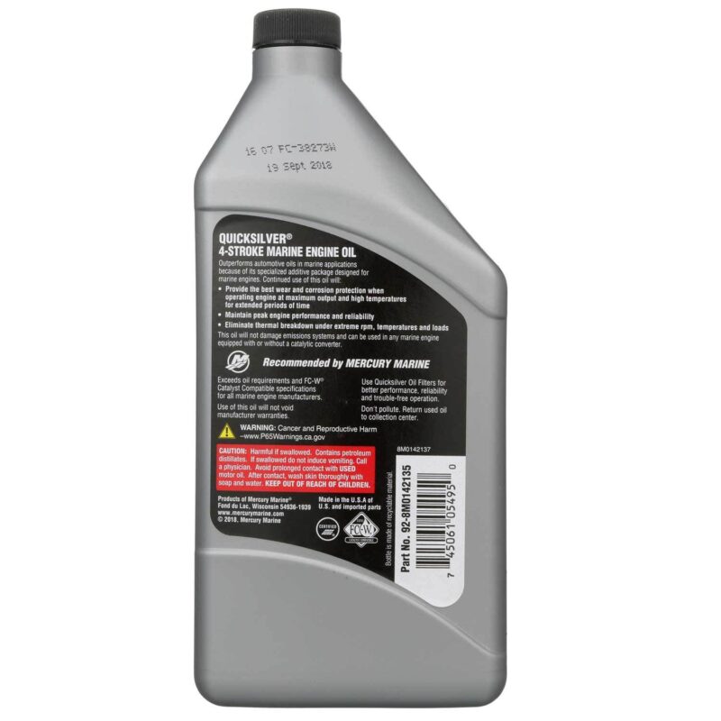 MERCURY MARINE–10W30 Synthetic Blend 4-Stroke Outboard Oil, Quart ...